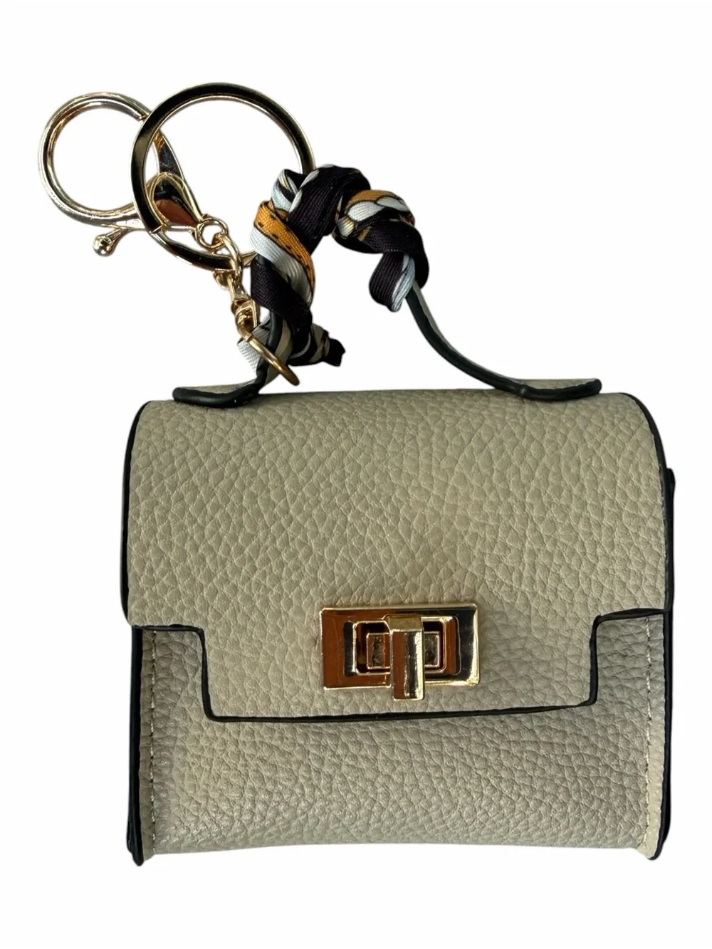 Mini Handbag Bag Charm AirPods Holder Keychain Cream NWT Cream & Gray